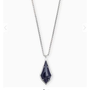 Kendra Scott Olivia Silver Long Necklace in Navy Goldstone